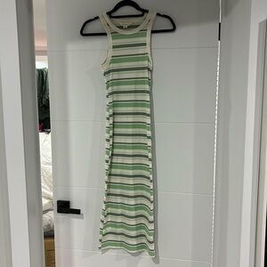 AEROPOSTALE green and white stripped maxi bodycon dress